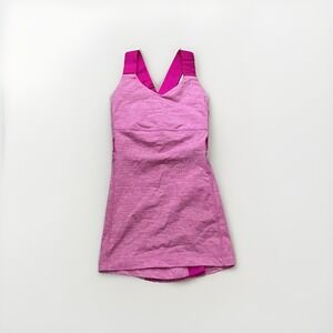 Lululemon Tank Top Womens 4 Pink Push Your Limits Built In Bra Activewear Yoga